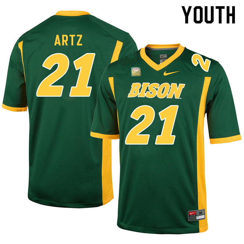 Youth #21 Hudson Artz North Dakota State Bison College Football Jerseys Sale-Green